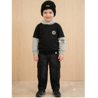 J15557: Boys Bench Mock Sleeve Hoodie, Knitted Beanie Hat & Carpenter Jeans Outfit (2-6 Years)